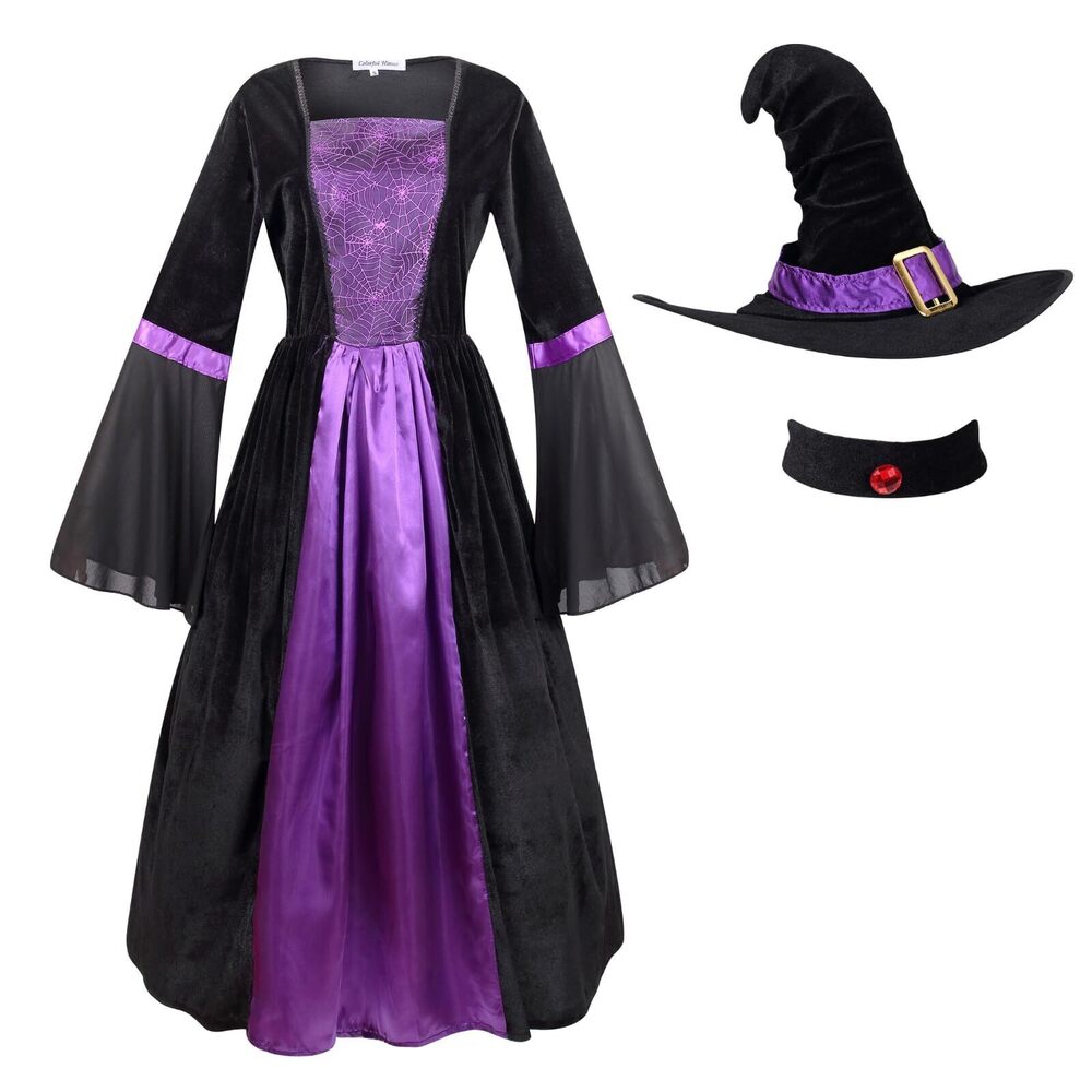 3311 Wicked Witch Costume Purple Long Sorceress Classic Dress Large